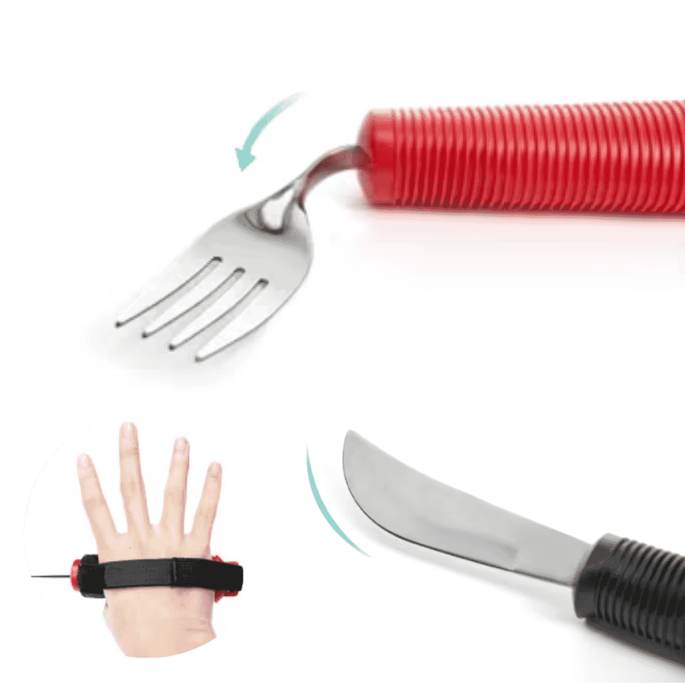 eight piece cutlery set with straps features