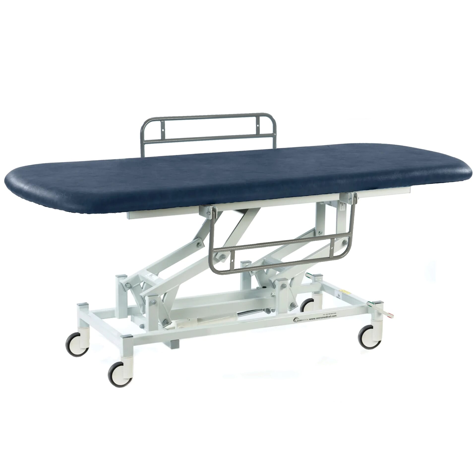 electric changing table with large wheels dark blue painted 1840mm