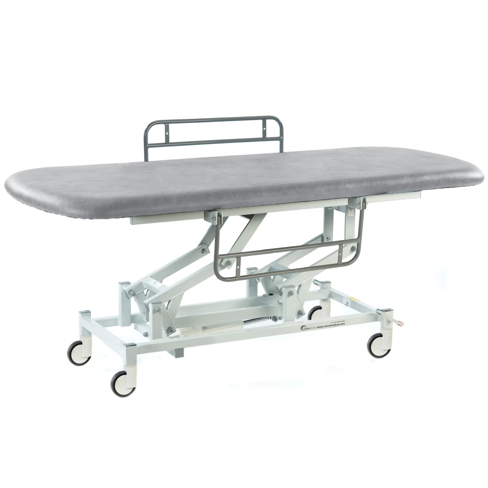 electric changing table with large wheels light grey painted 1840mm