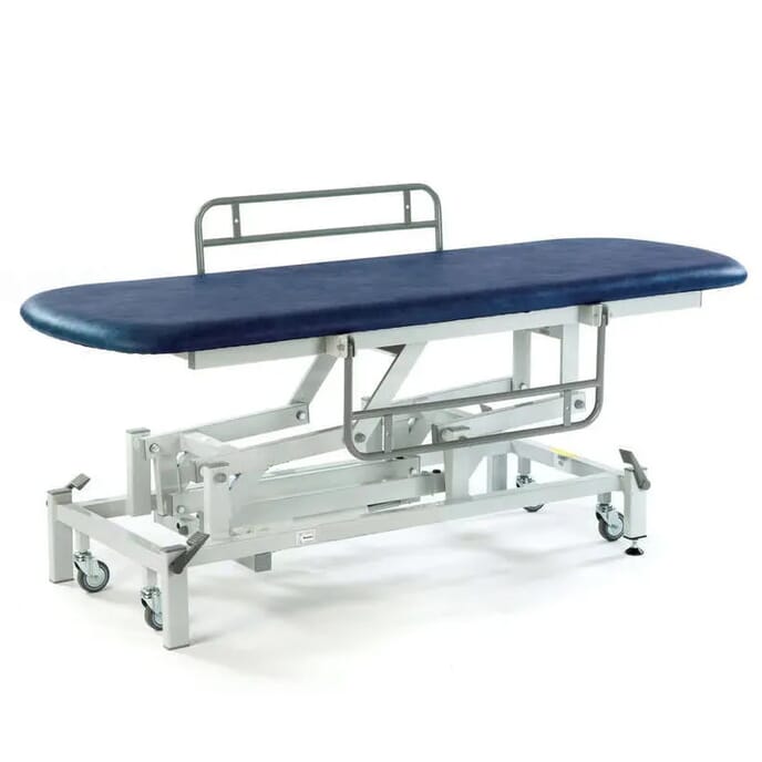 electric changing table with retractable wheels dark blue side rails