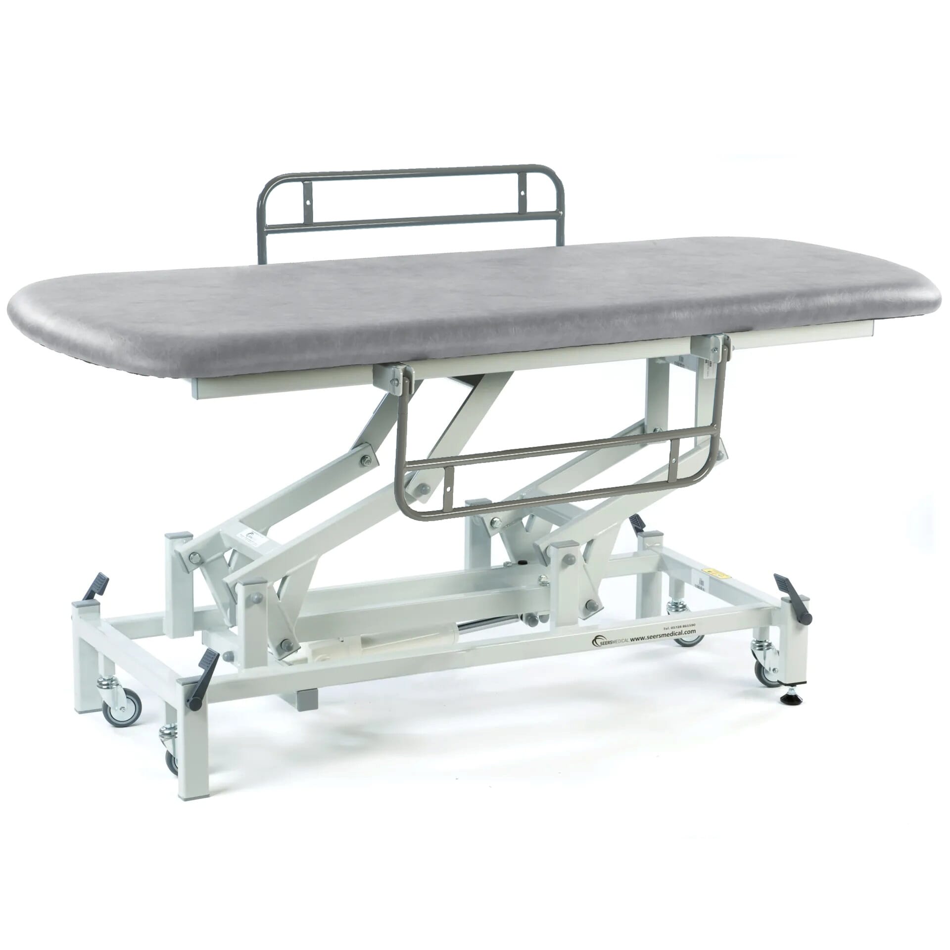 electric changing table with retractable wheels light grey side rails