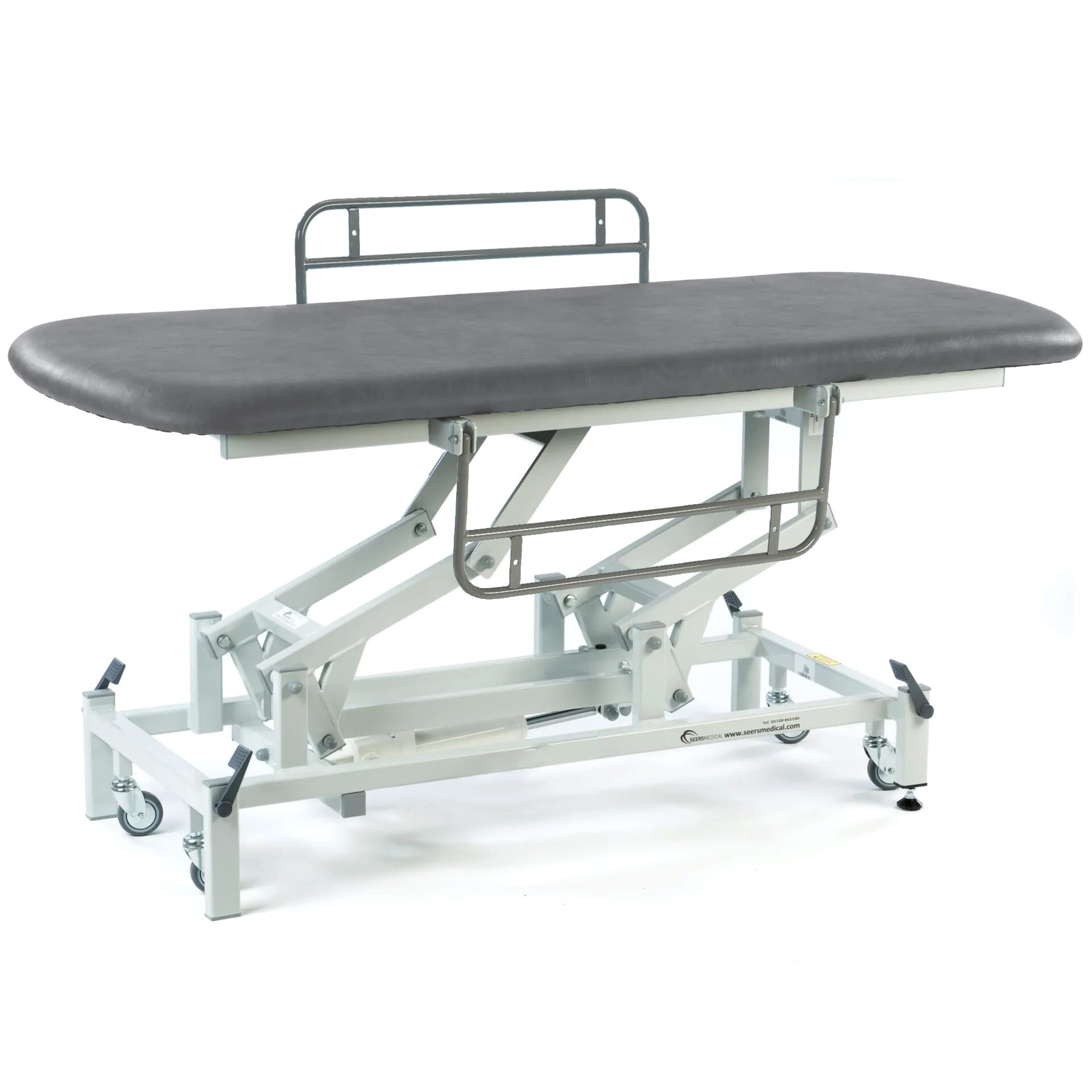 View Electric Therapy Hygiene Table with Retractable Wheels and Side Rails Dark Grey information