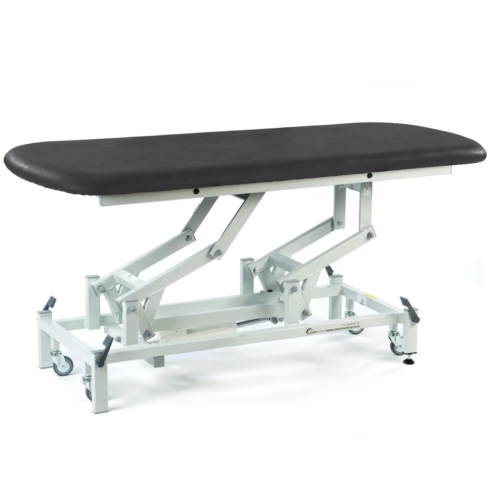 electric therapy hygiene table with retractable wheels black