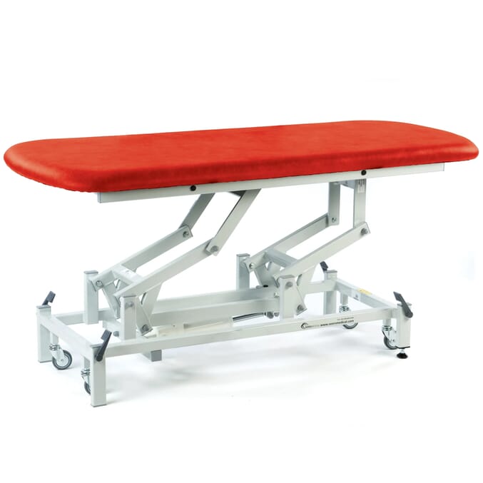 electric therapy hygiene table with retractable wheels red