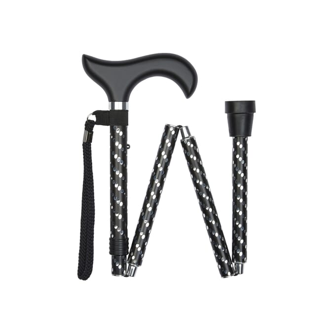 engraved elegant folding stick black folded