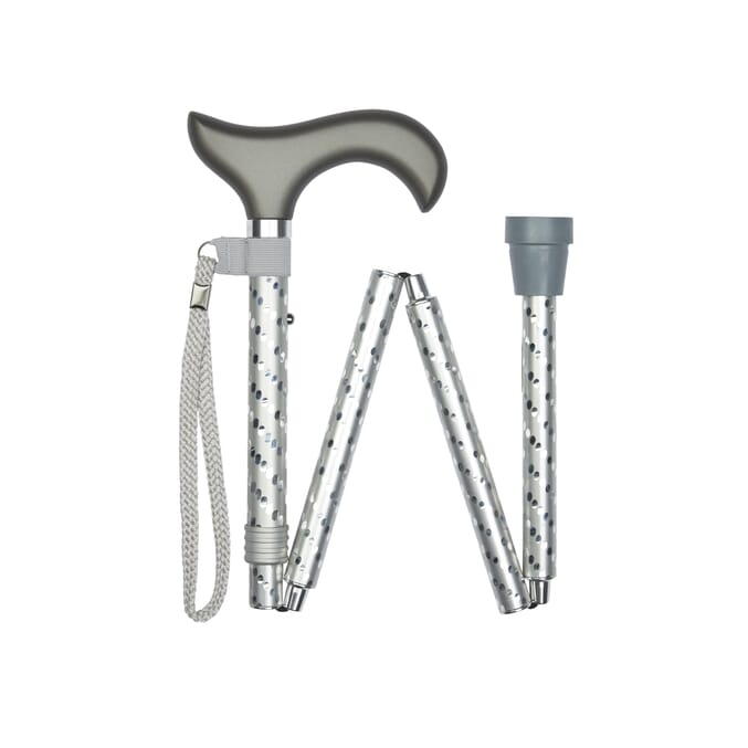 engraved elegant folding stick silver folded
