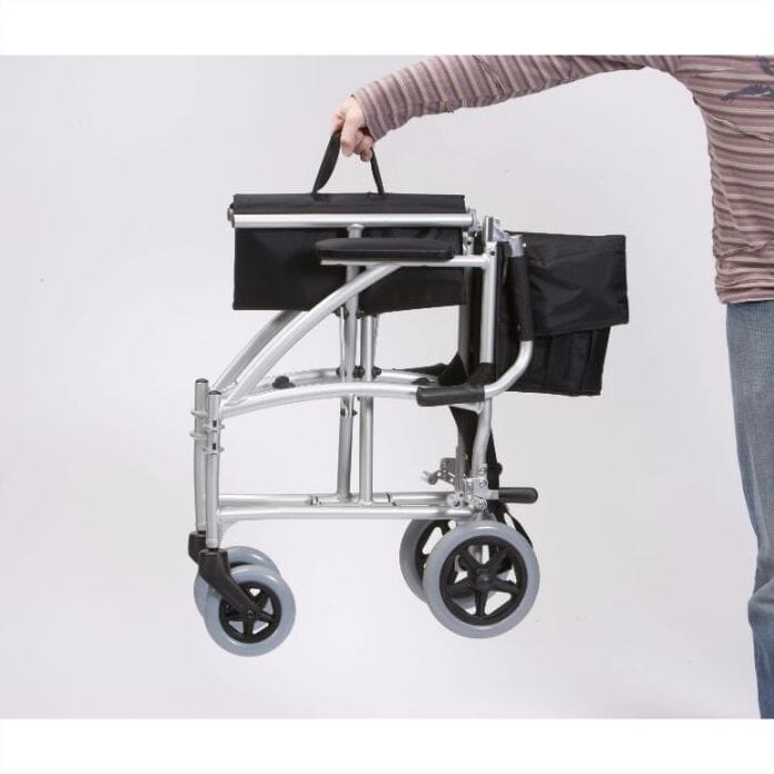 enigma transit wheelchair with bag lifted