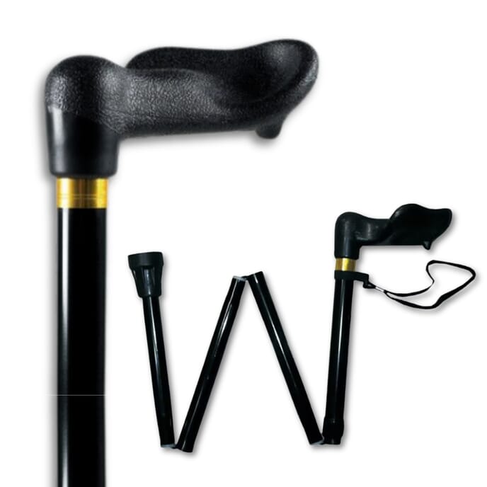 ergonomic folding walking stick left hand