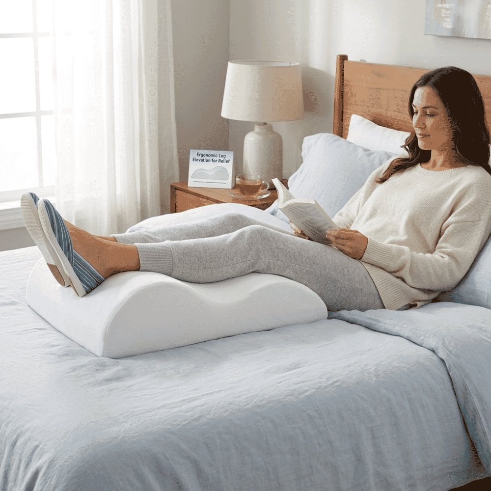 ergonomic leg raiser in use