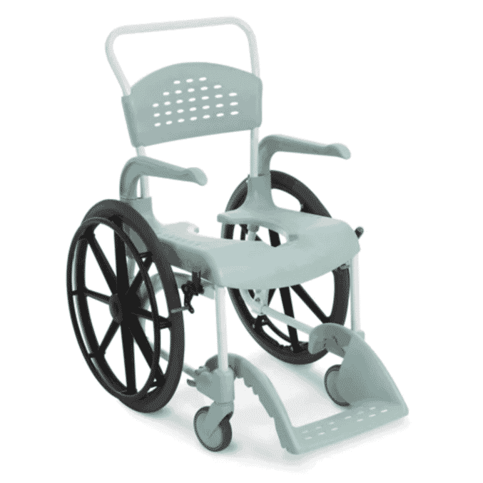 etac clean self propelled shower commode chair green