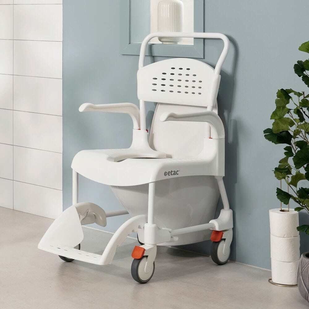 View Etac Clean Wheeled Shower Commode Chair Fixed Height 49cm information