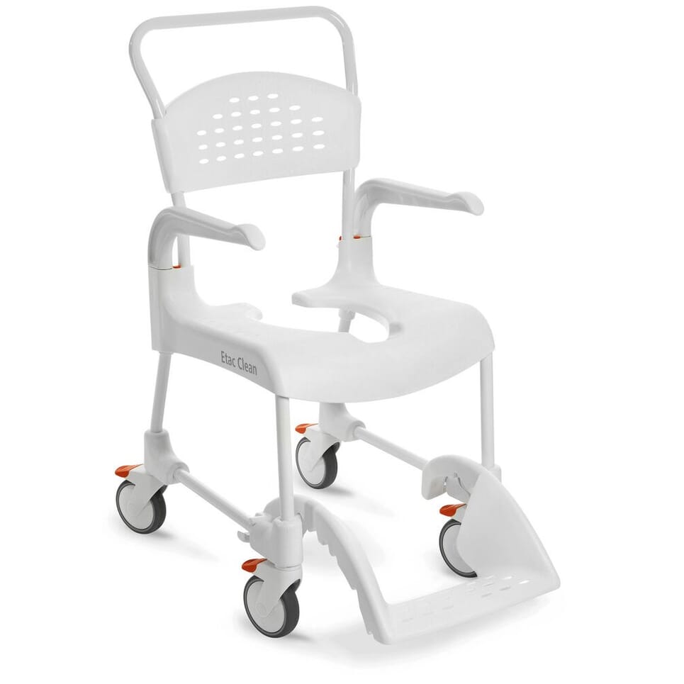 etac clean wheeled shower commode chair fixed height 55cm