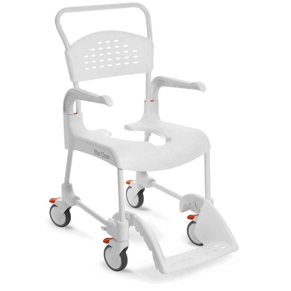 etac clean wheeled shower commode chair fixed height 55cm