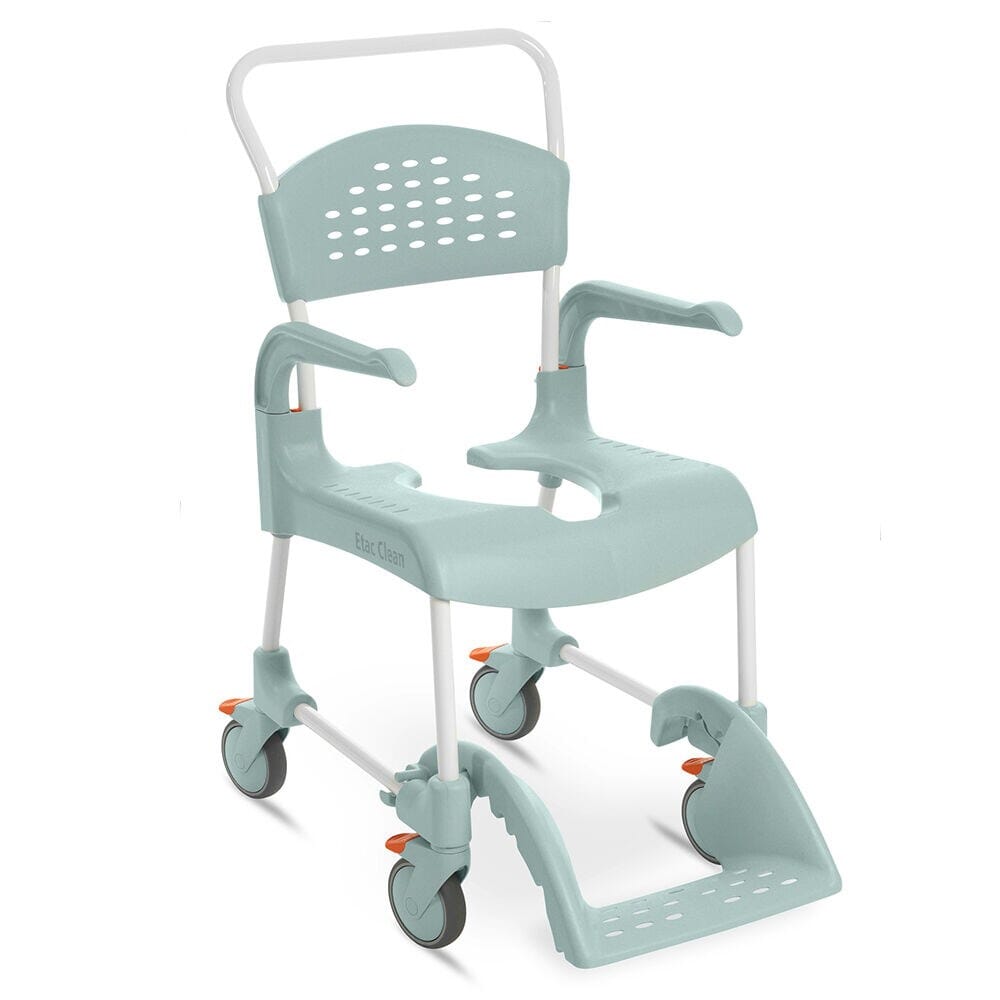 View Etac Clean Wheeled Shower Commode Chair Fixed Height Green 44cm information