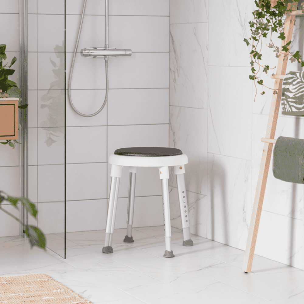 etac easy shower stool with swivel seat lifestyle