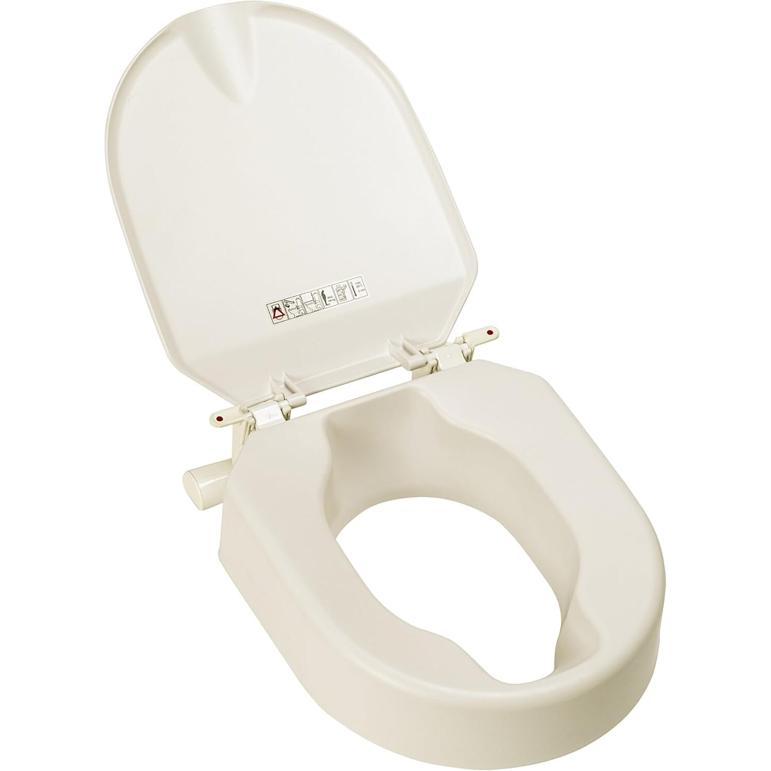 etac hi loo fixed raised toilet seat lid up