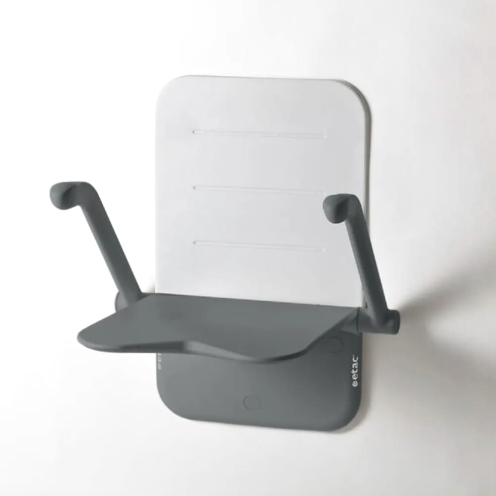 View Etac Relax Wall Mounted Shower Seat Seat with arm supports and backrest information