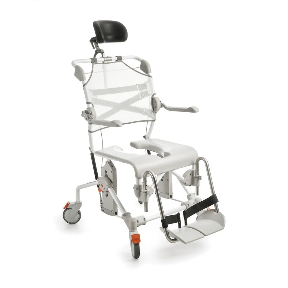 View Etac Swift Mobil Tilt2 Shower Tilting Commode Chair with XL back no pan holder information