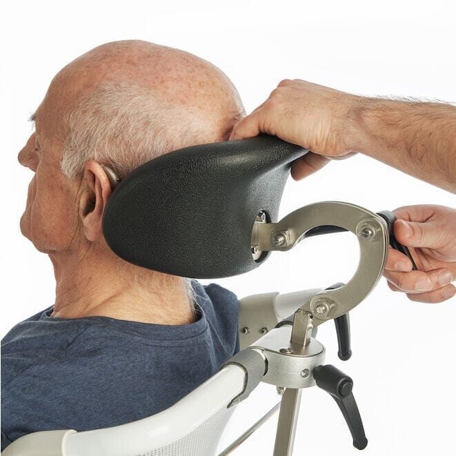 etac swift mobile tilt 2 wheeled shower chair head support