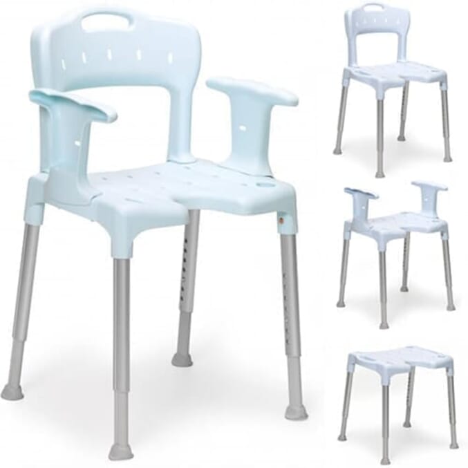 etac swift shower chair with cut out seat blue standard