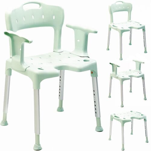 etac swift shower chair with cut out seat green standard