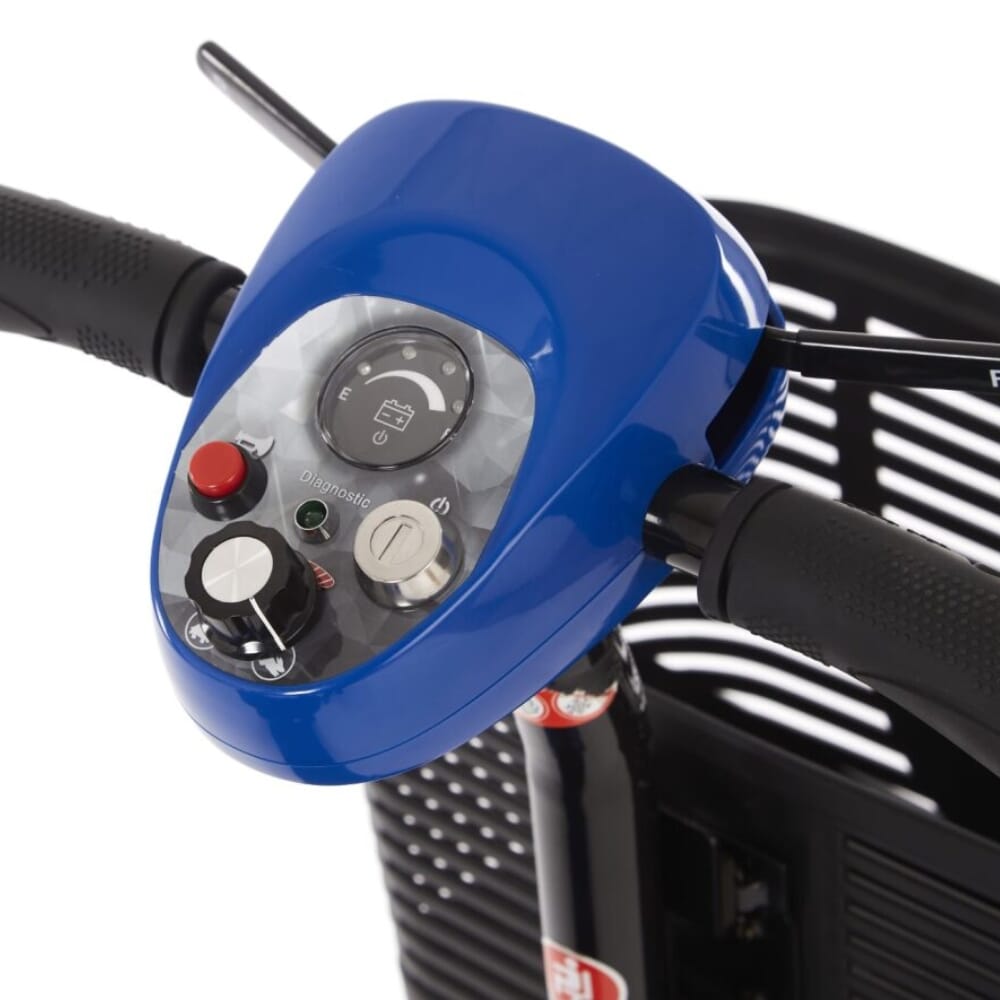etravel portable mobility scooter blue controls