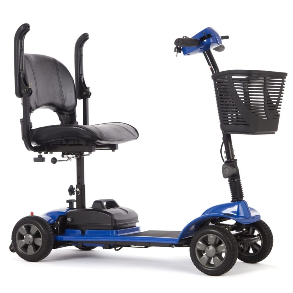 etravel portable mobility scooter blue raised arms