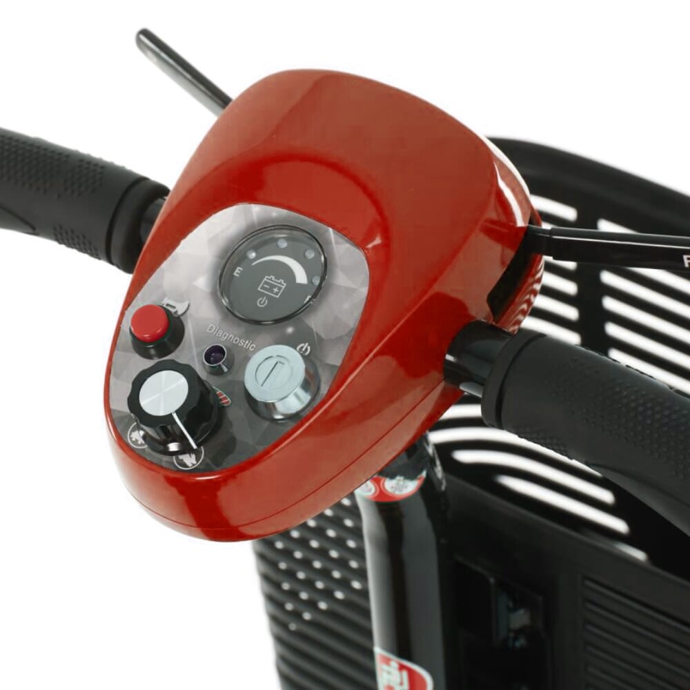 etravel portable mobility scooter red controls