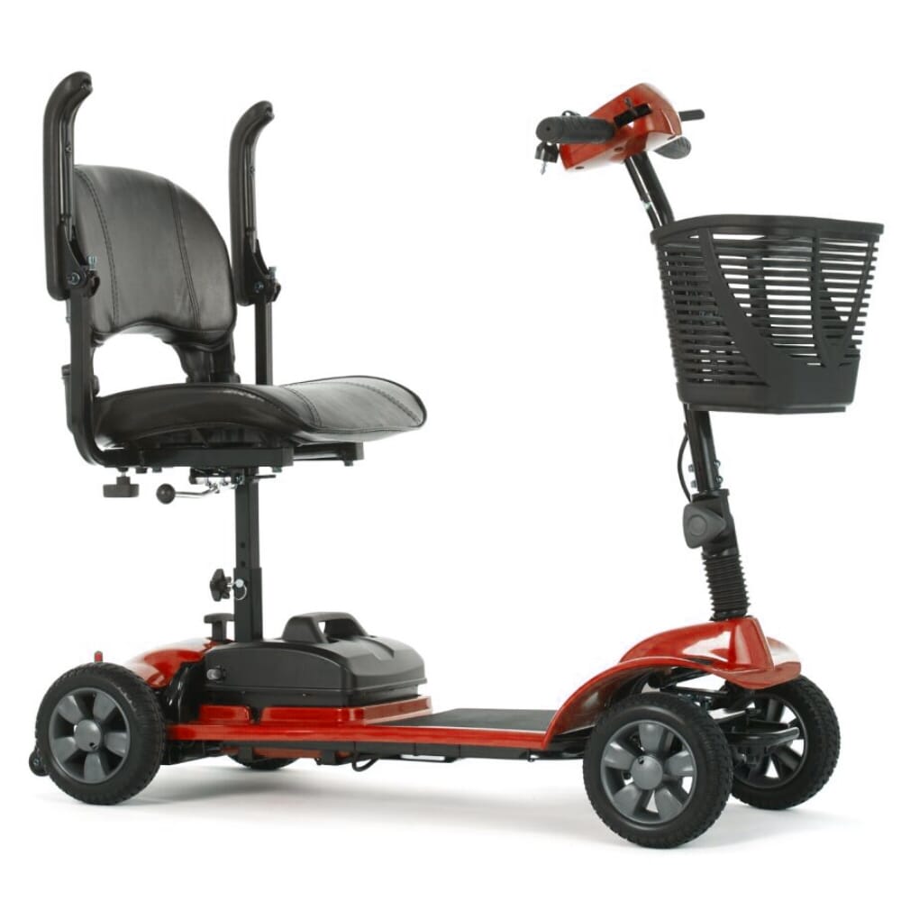 etravel portable mobility scooter red raised arms