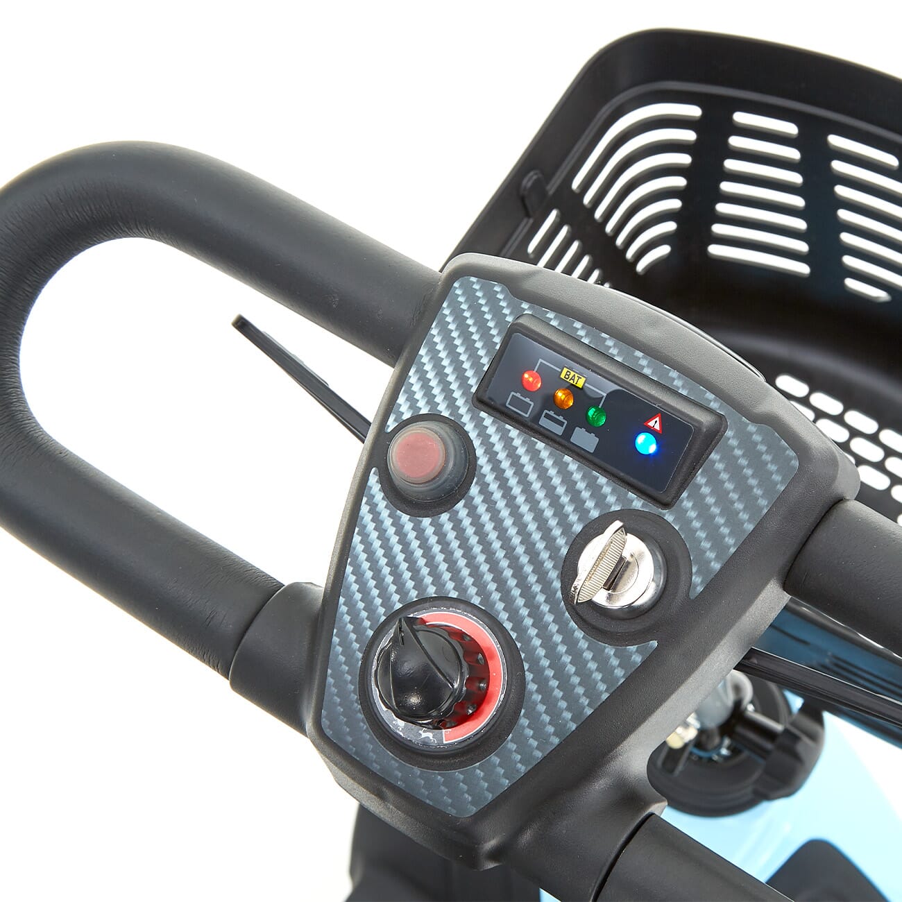 evolite boot scooter light blue controls