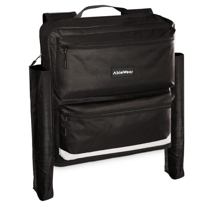 expandable mobility scooter bag with crutch pockets black