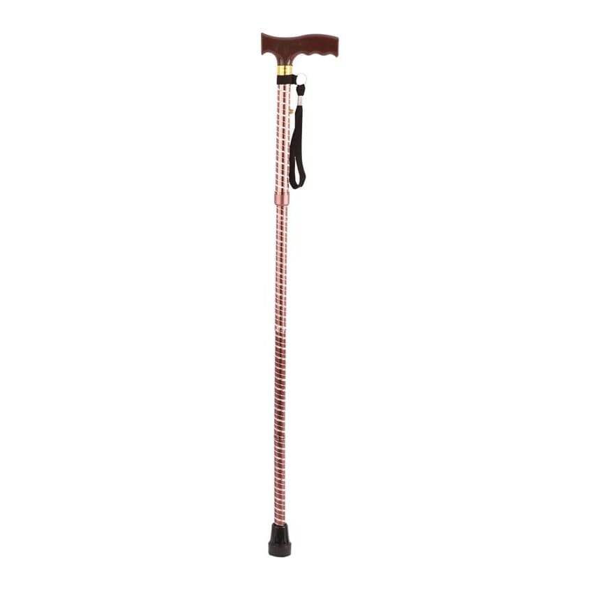 View Extendable Plastic Handled Walking Stick with Engraved Pattern Brown information