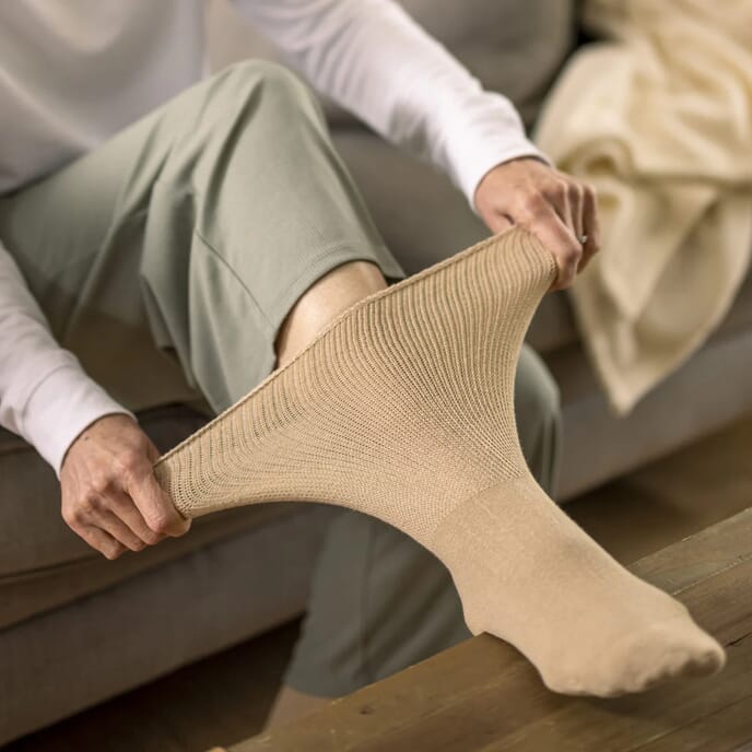 extra wide oedema socks beige