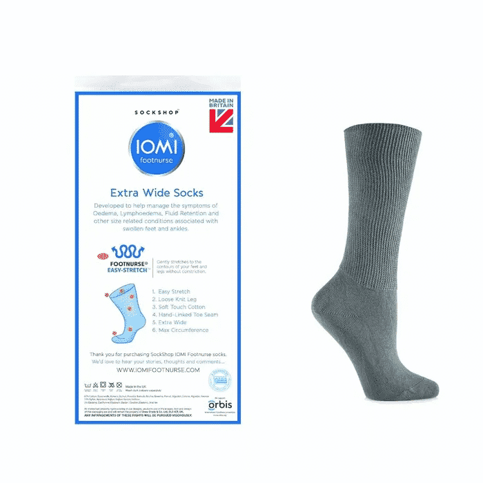 extra wide oedema socks ladies grey
