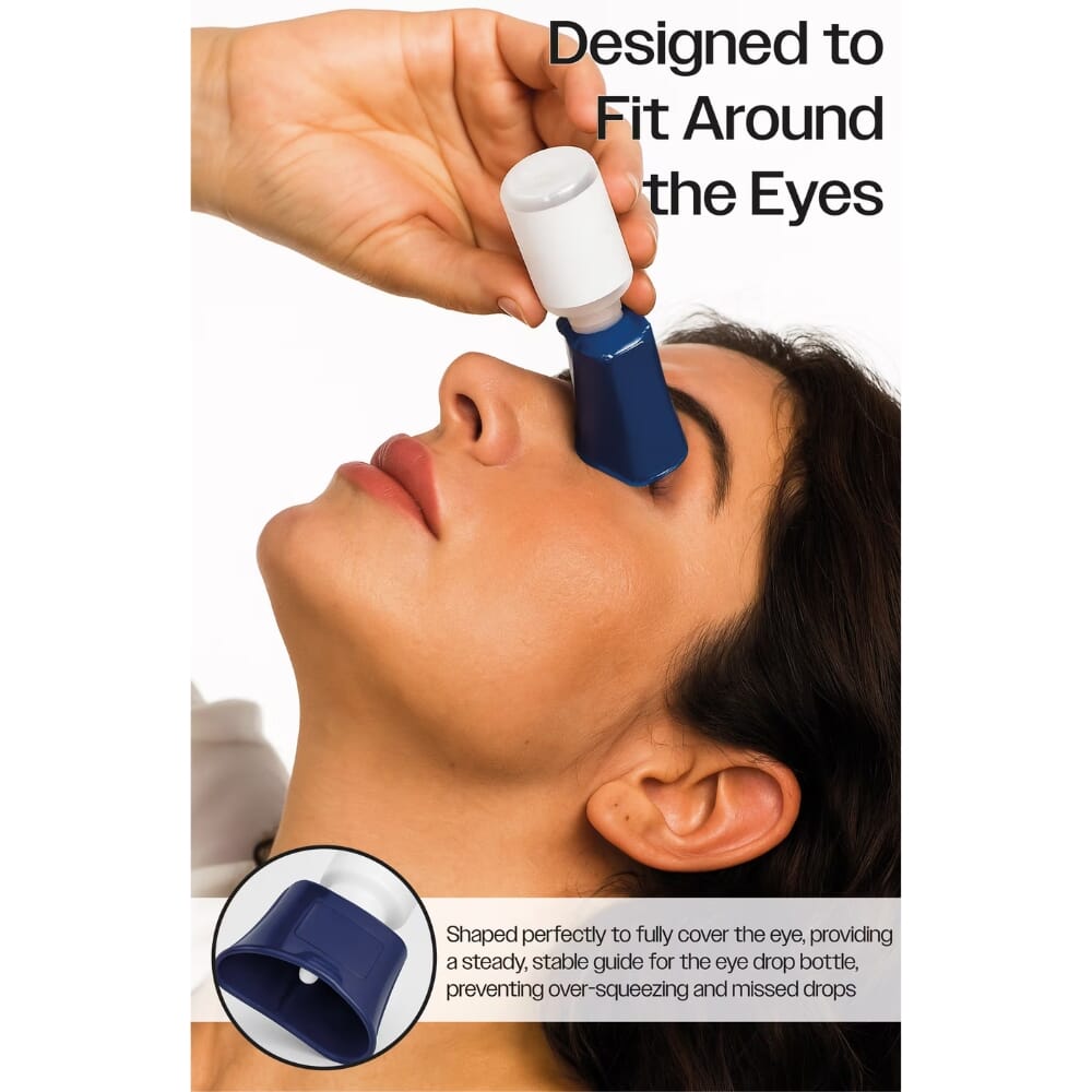 eye drop applicator guide in use