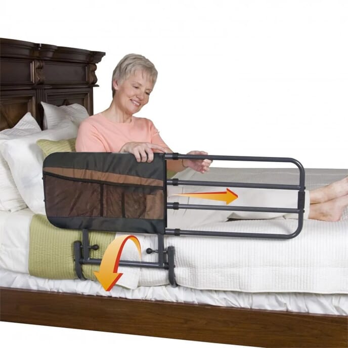 ez adjustable bed rail with pouch 1