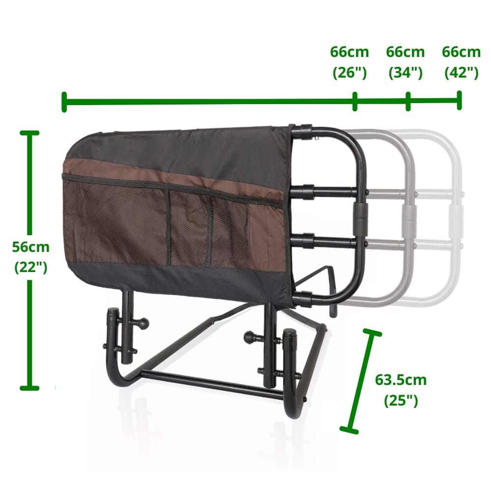 ez adjustable bed rail with pouch dimensions