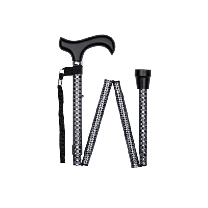 fashionable folding walking stick grey check folded