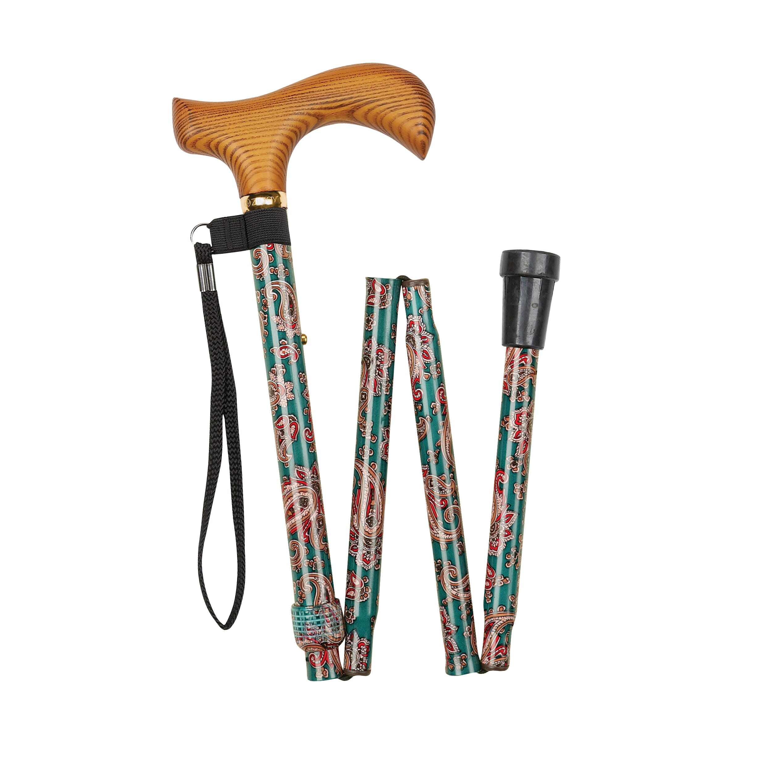 fashionable folding walking stick paisley pattern