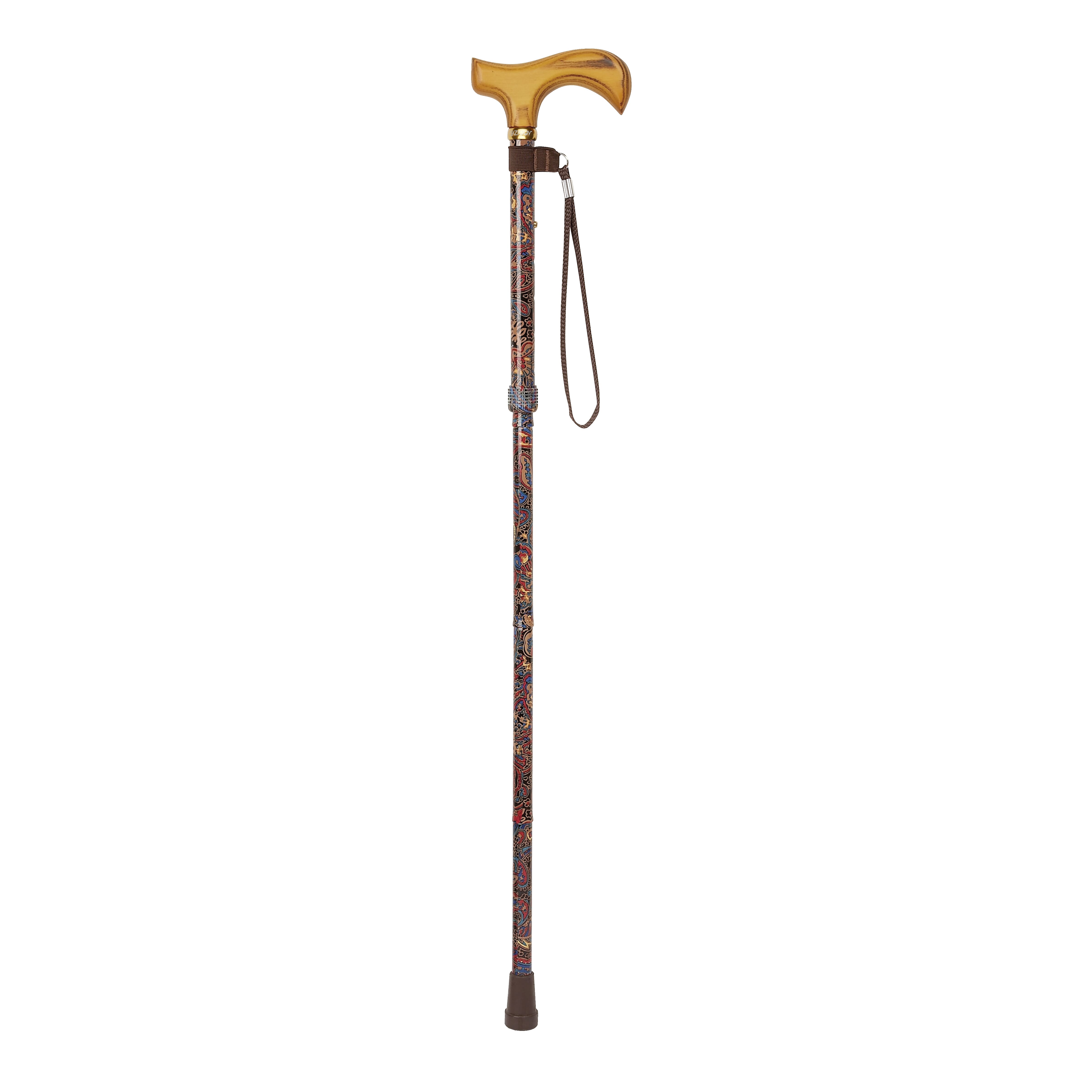 fashionable folding walking stick red paisley pattern