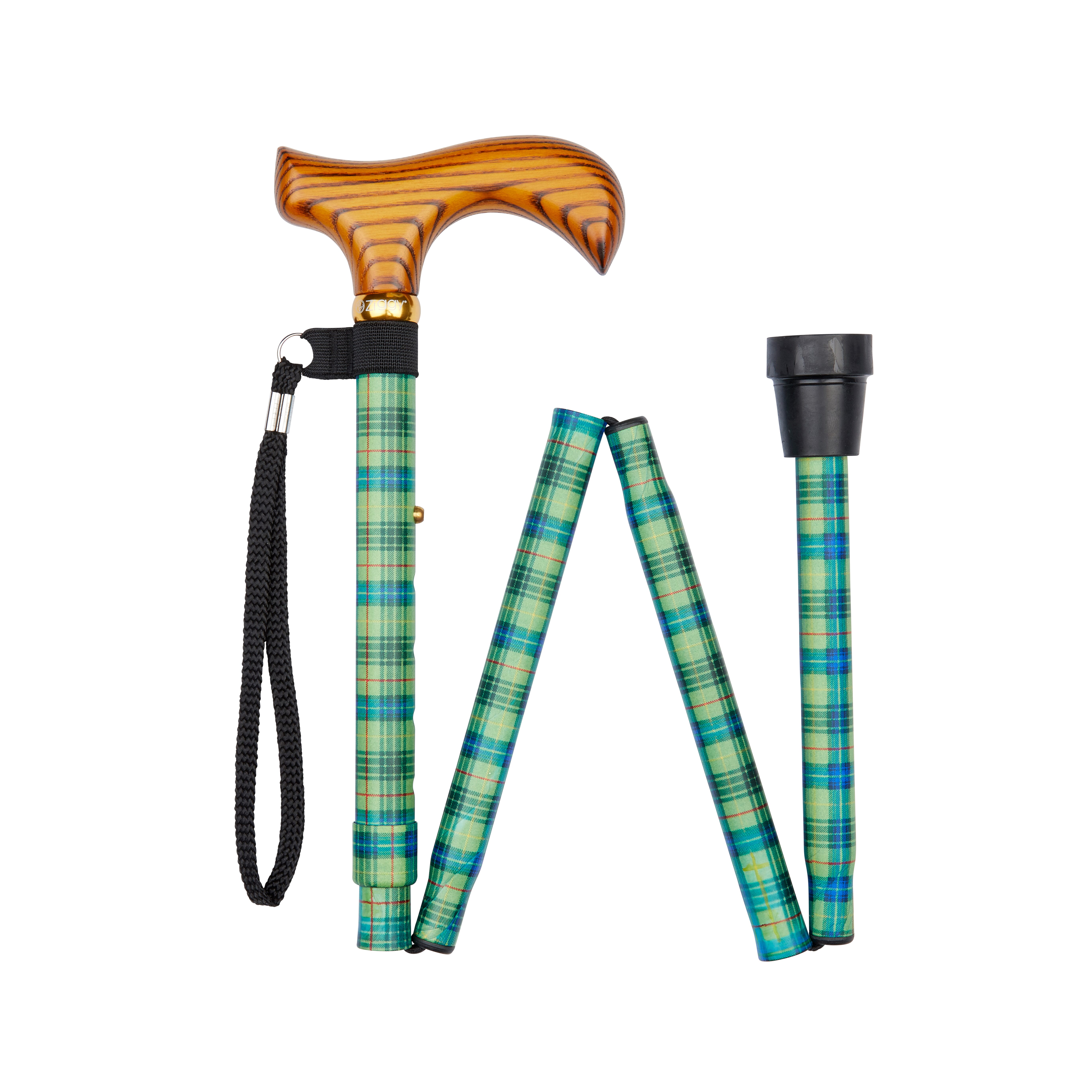 fashionable folding walking stick tartan pattern folded