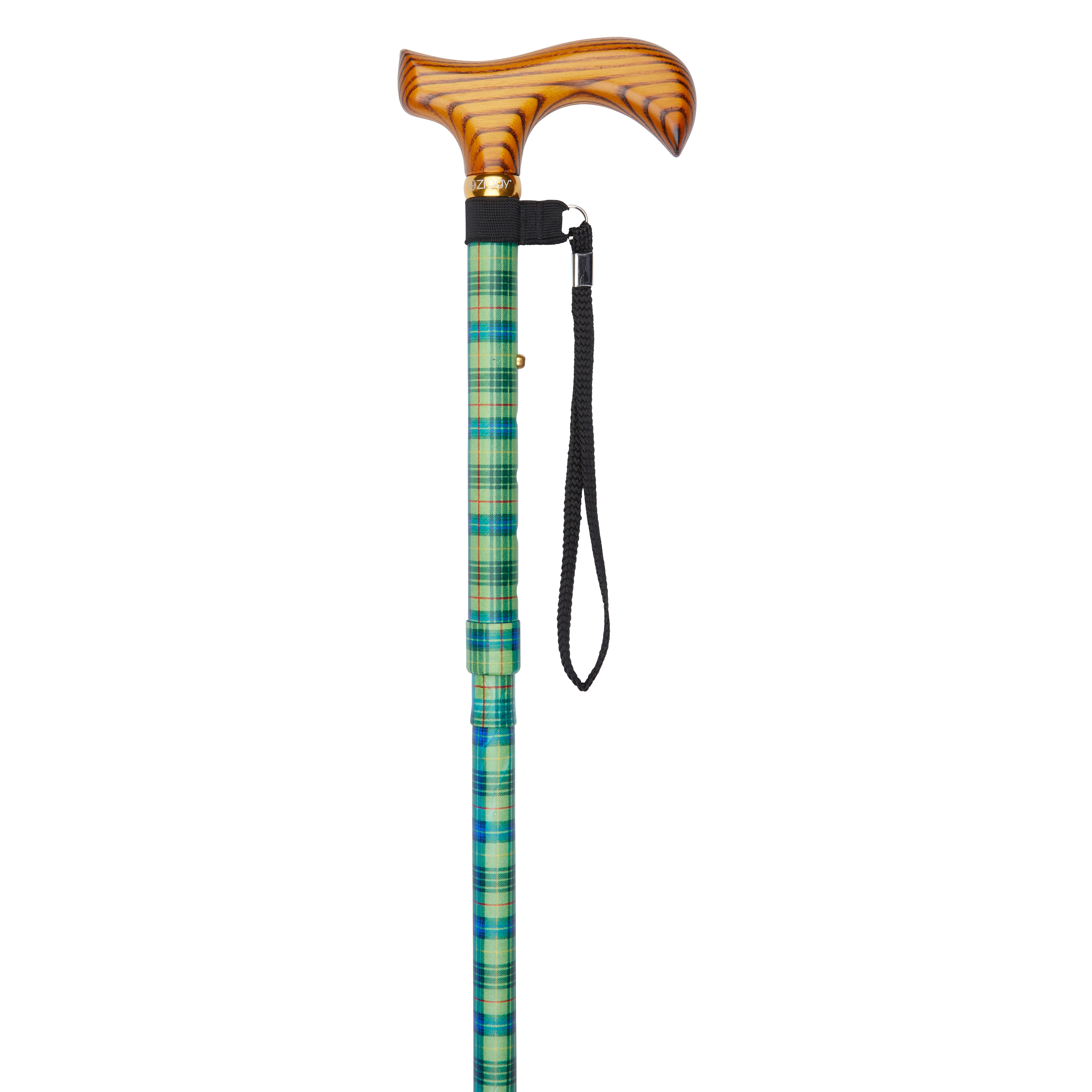 fashionable folding walking stick tartan pattern