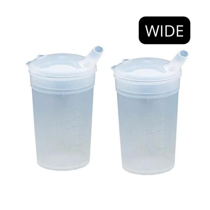Feeding Beakers and Lids Twin Pack Wide Spout Narrow Spout from