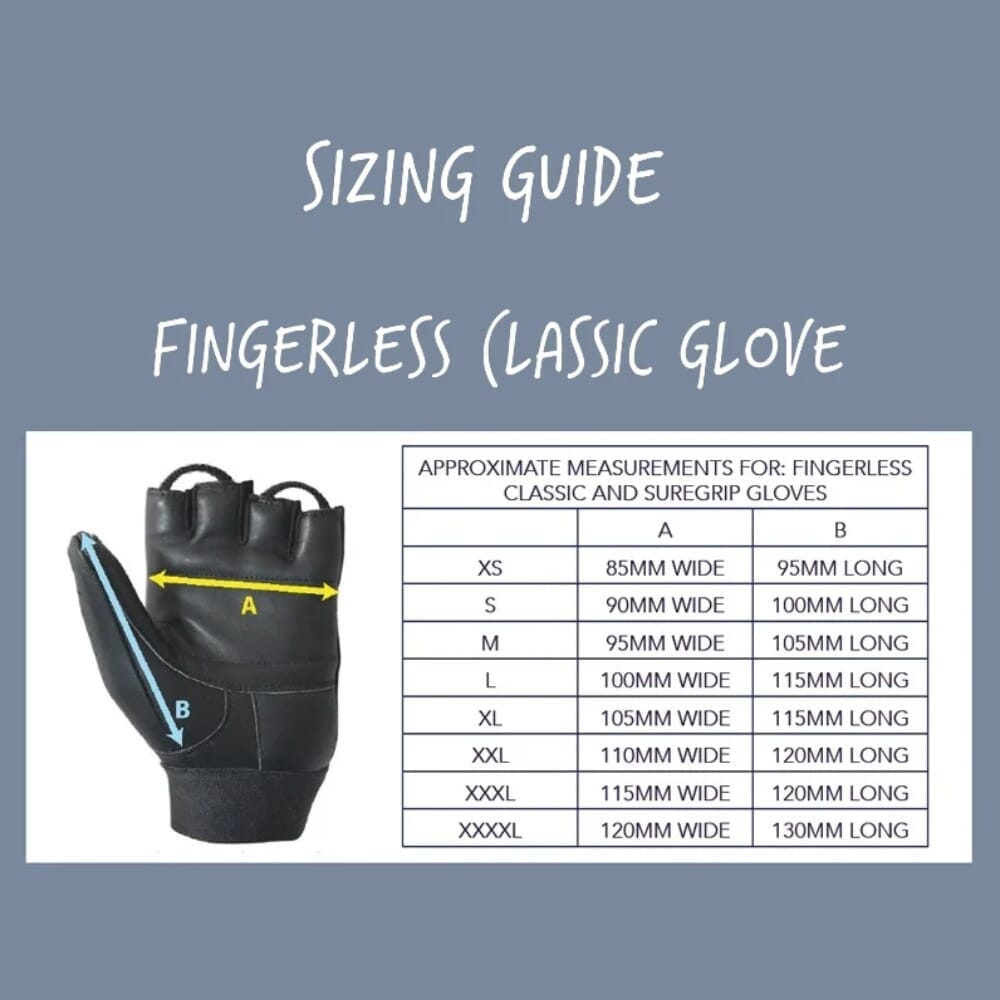 fingerless wheelchair gloves size guide