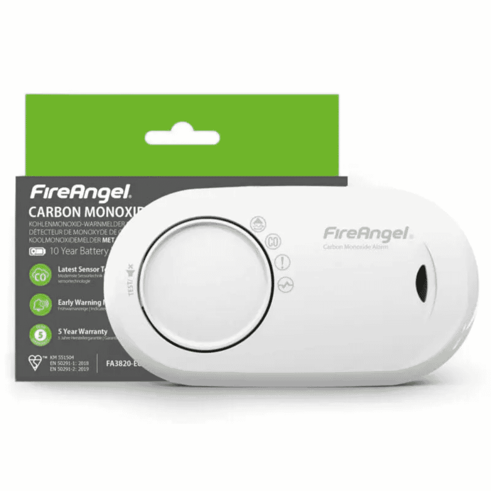 fireangel ten year carbon monoxide alarm with sealed for life battery packaging