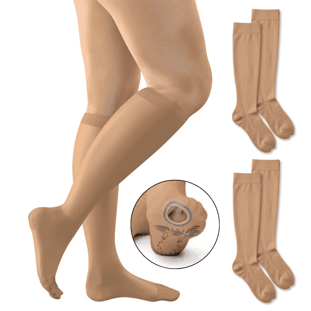 fitlegs open toe compression socks with grip soles beige 3 pairs