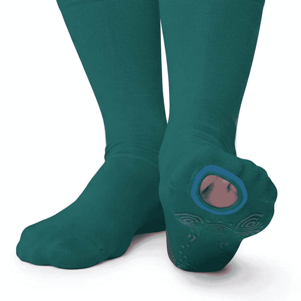 fitlegs open toe compression socks with grip soles teal grip