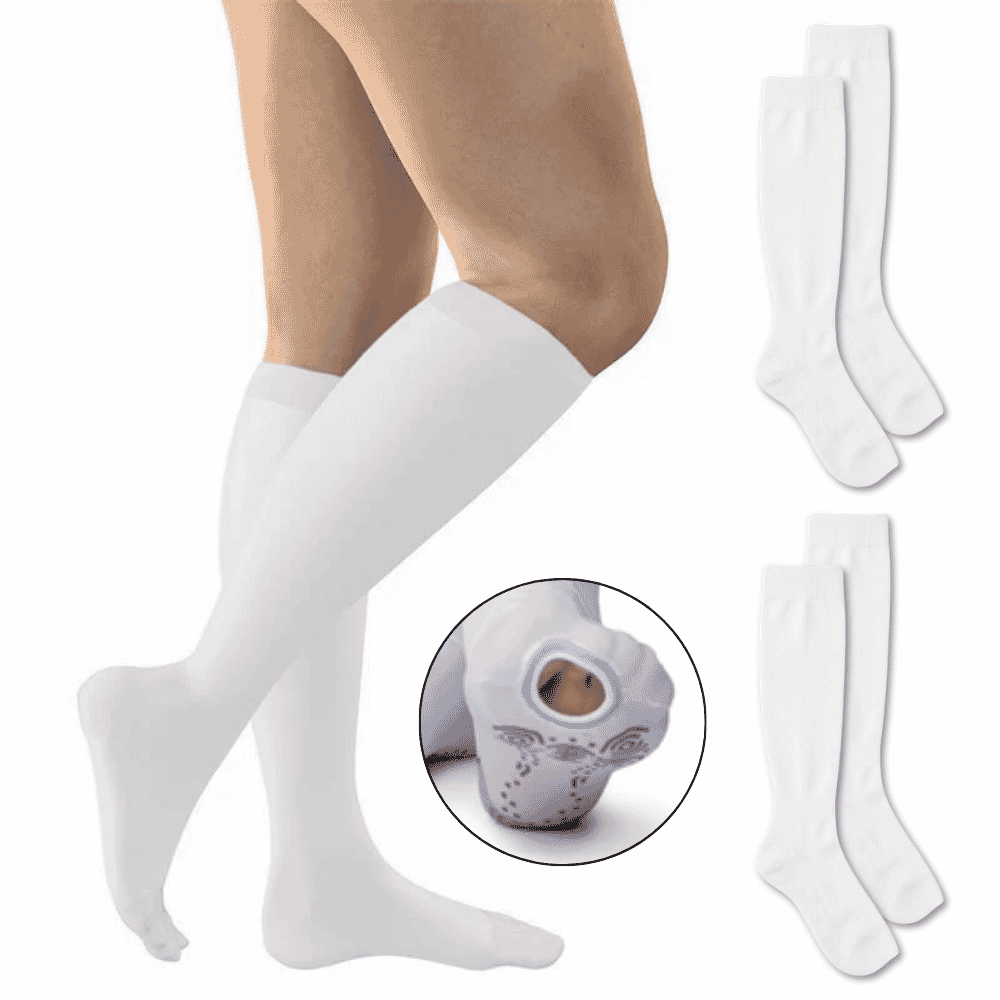 fitlegs open toe compression socks with grip soles white 3 pairs