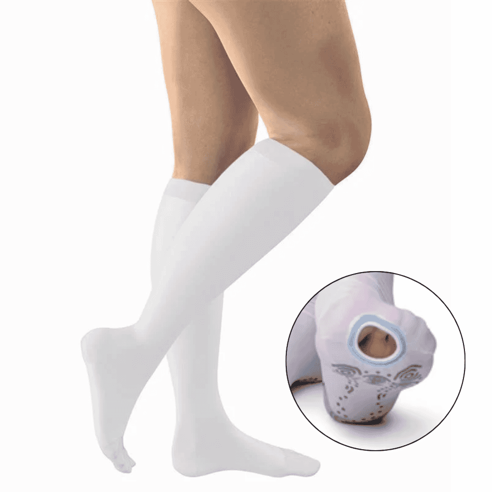 fitlegs open toe compression socks with grip soles white