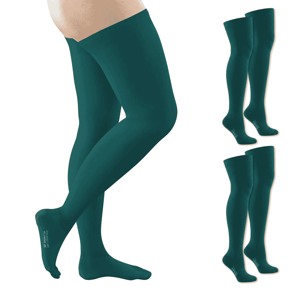 fitlegs open toe compression stockings teal 3 pairs